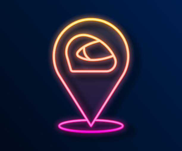 发光霓虹灯线赛车头盔图标孤立在黑色背景。极限运动。运动设备。向量图片下载