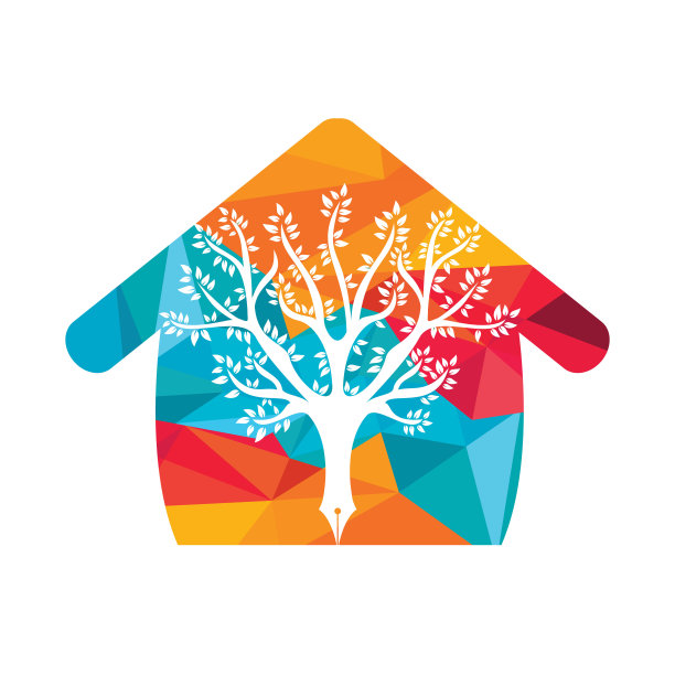 树笔矢量logo设计模板。作家家和自然的标志概念。图片下载