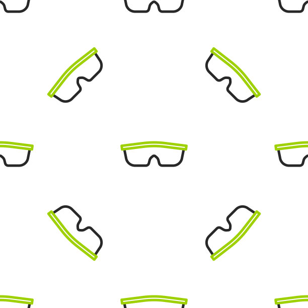 线运动自行车太阳镜图标孤立无缝图案在白色背景。运动眼镜图标。向量图片下载