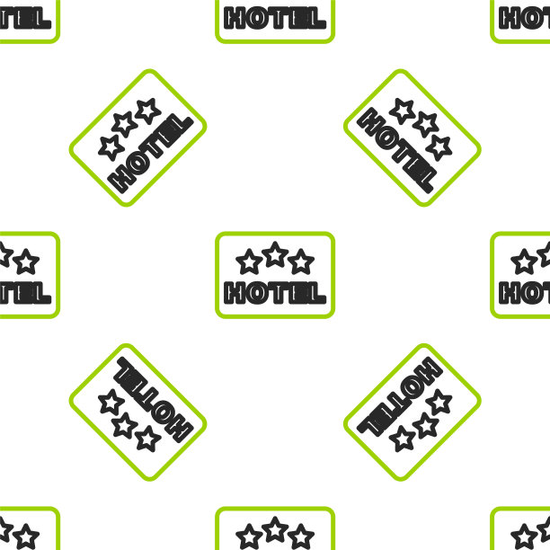 线招牌户外广告与文字酒店图标孤立无缝图案在白色背景。向量图片下载