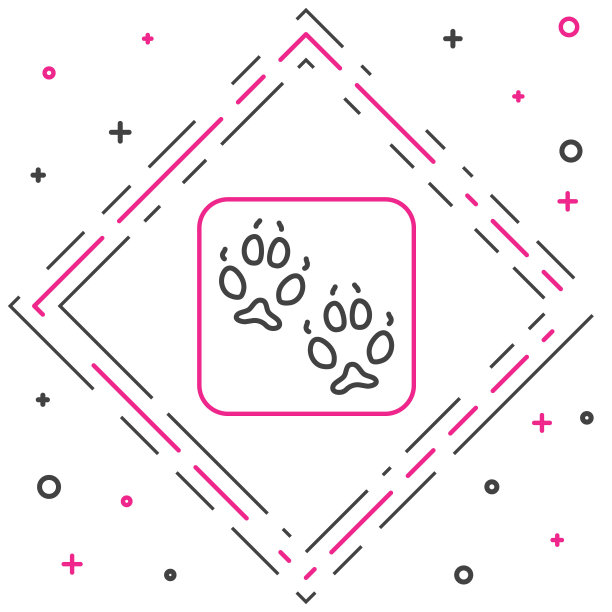 行狐狸爪脚印图标孤立在白色背景上。色彩斑斓的轮廓的概念。向量图片下载