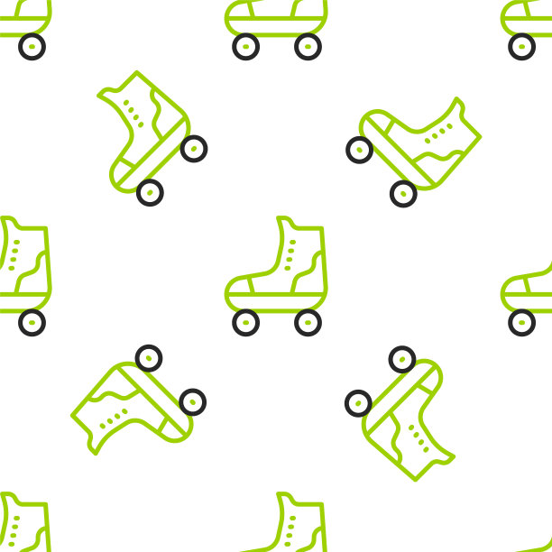 线滚轮溜冰图标孤立无缝模式上的白色背景。向量图片下载