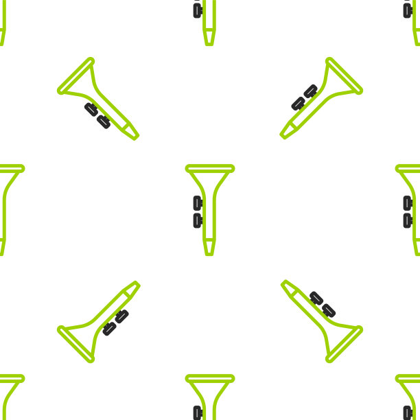 线乐器鼓和鼓棒图标孤立无缝图案上的白色背景。向量图片下载