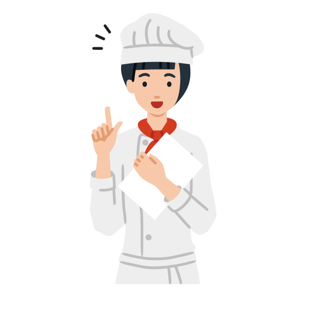 一名女性厨师站在那里用手指的手势获得灵感图片下载