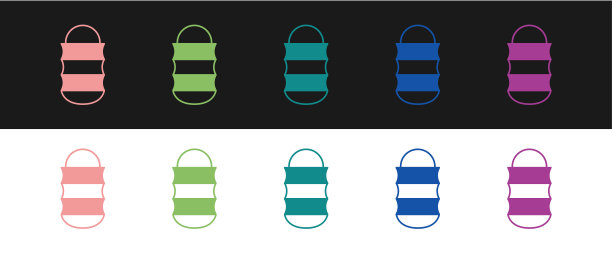 设置渔网图标孤立在黑白背景上。渔具。向量图片下载