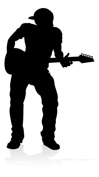 音乐家吉他手轮廓图片下载