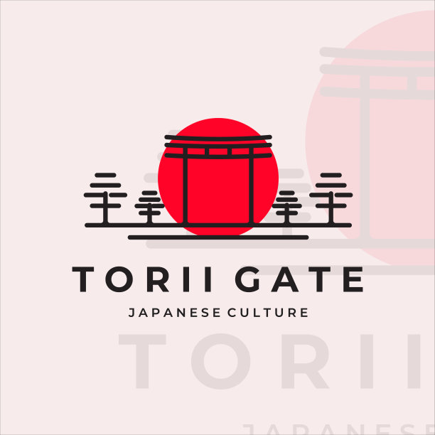 鸟居门线艺术极简矢量图标插图设计图片下载