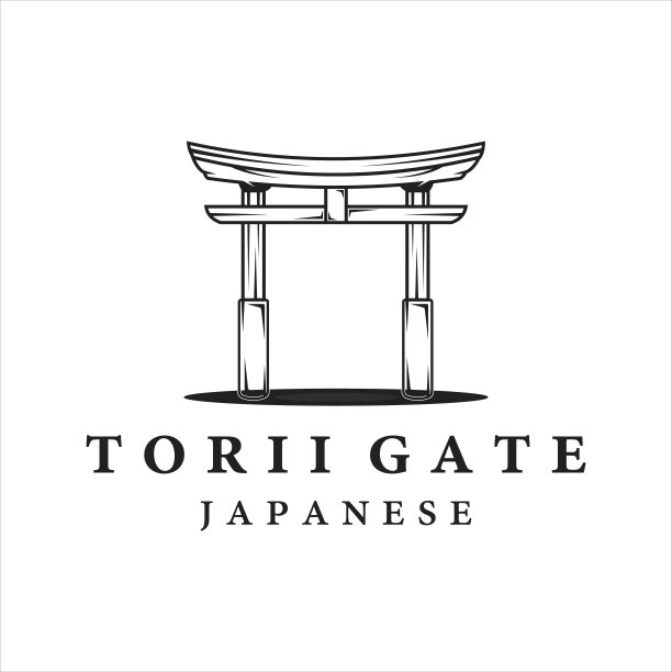 鸟居门线艺术复古极简矢量图标插图模板设计。日本文化标志标志标志概念设计图片下载