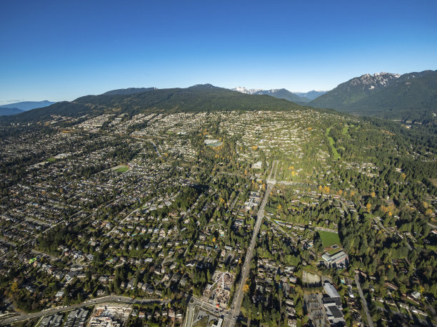 英国地产西温哥华，加拿大的库存航拍照片图片下载
