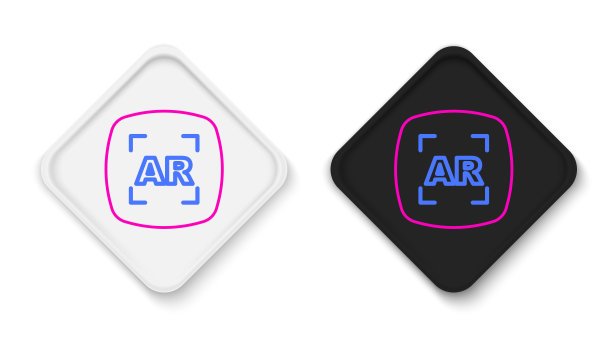 线增强现实AR图标孤立在白色背景。虚拟未来可穿戴设备。色彩斑斓的轮廓的概念。向量图片下载