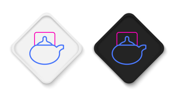 传统茶道图标孤立在白色背景上。茶壶和杯子。色彩斑斓的轮廓的概念。向量图片下载