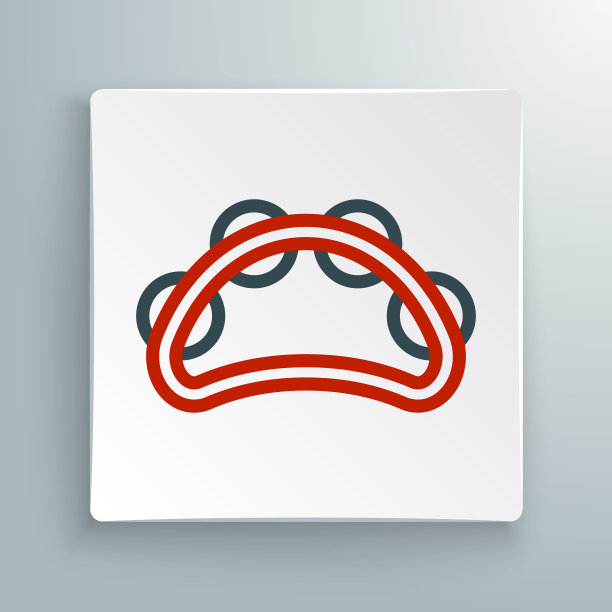 线乐器打击手鼓，与金属板图标孤立在白色背景上。色彩斑斓的轮廓的概念。向量图片下载