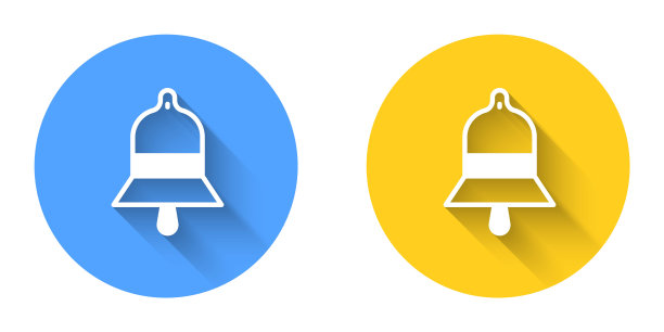 白色火车站钟图标孤立与长阴影背景。圆按钮。向量图片下载