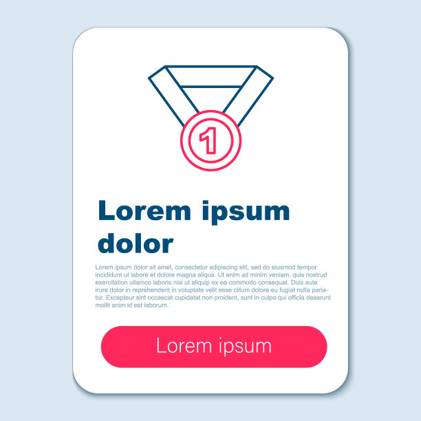 线条奖章图标孤立在灰色背景上。赢家的象征。色彩斑斓的轮廓的概念。向量图片下载