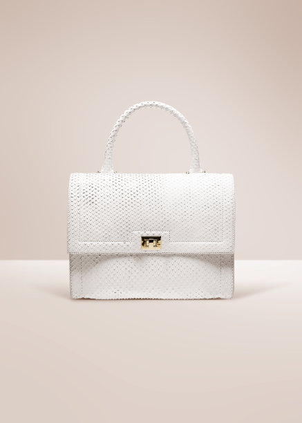 时尚摄影，米色蛇皮肩袋米色背景与剪辑路径图片下载