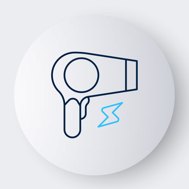 线吹风机图标孤立在白色背景上。吹风机的迹象。头发干燥的象征。吹热空气。色彩斑斓的轮廓的概念。向量图片下载