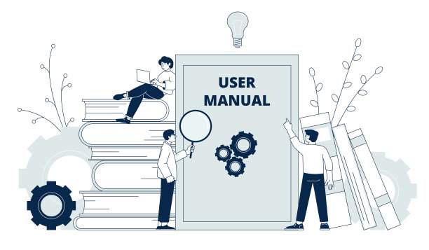 用户手册的概念。商业指南，指导手册。计划或项目，人们查看文档。管理参考最近的矢量概念图片下载
