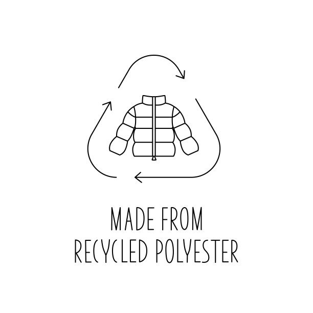 由100个回收聚酯-概念可持续的外套，夹克，环保织物，服装包装。图片下载