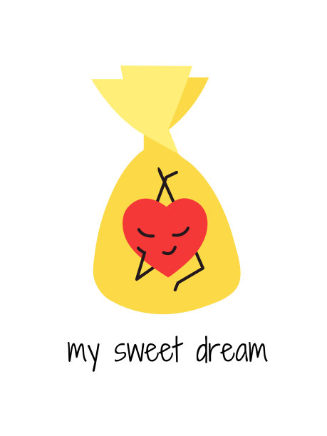 你是我甜蜜的梦。可爱的微笑的心字符。浪漫情人节设计理念。爱和友谊。矢量插图。图片下载