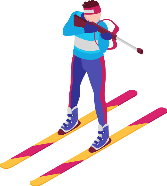 冬季两项射击的等距构图图片下载