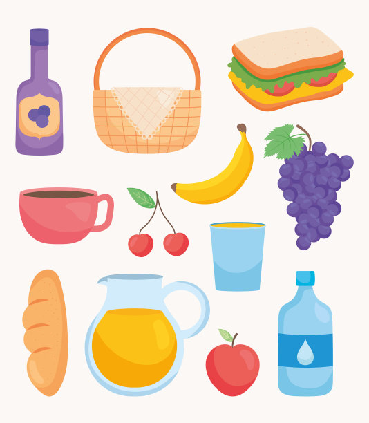 野餐食品图标设置图片下载