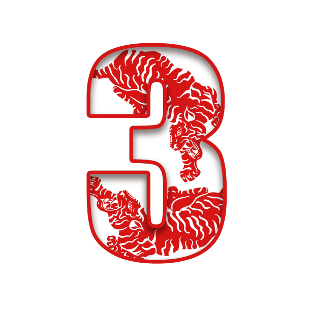 红色虎年剪纸倒计时数字3图片下载