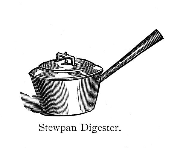 19世纪的厨房用具;炖锅蒸煮器;这是沃恩1860年出版的《烹饪与家政》一书中的版画图片下载