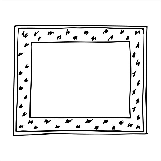 手绘涂鸦风格的矩形框架。黑白矢量插图。图片下载