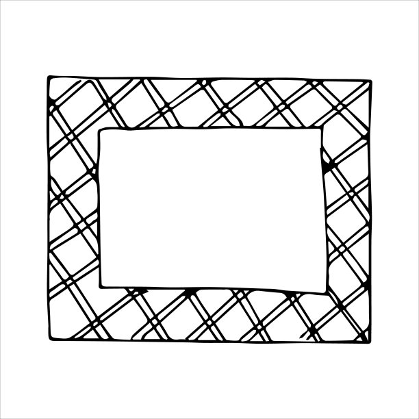 手绘涂鸦风格的矩形框架。黑白矢量插图。图片下载