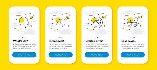 医用口罩、请勿触摸和咳嗽线图标设置的向量集。向量图片下载
