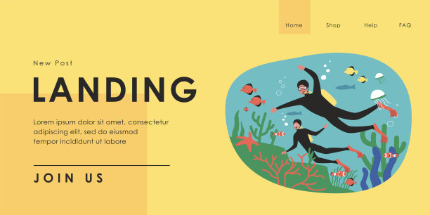 人们一起去潜水平面矢量插图图片下载