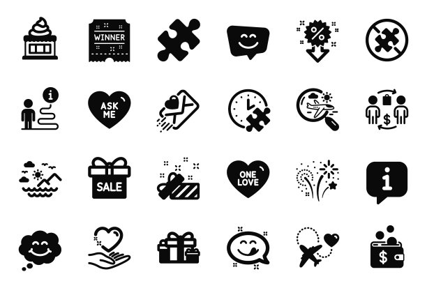 一组与一种爱相关的节日图标图片下载