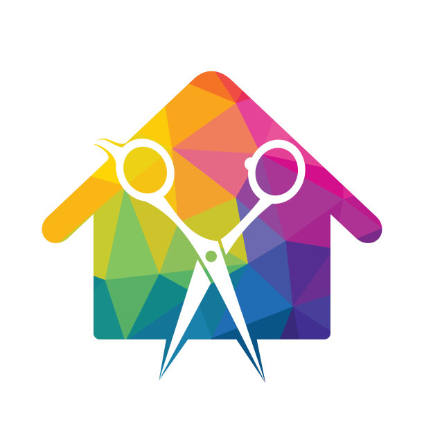 剪刀屋标志设计图标模板。图片下载