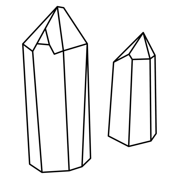 水晶轮廓矢量插图极简图标集。宝石的线性符号。矿物，钻石，石英简单图标孤立在白色背景。图片下载