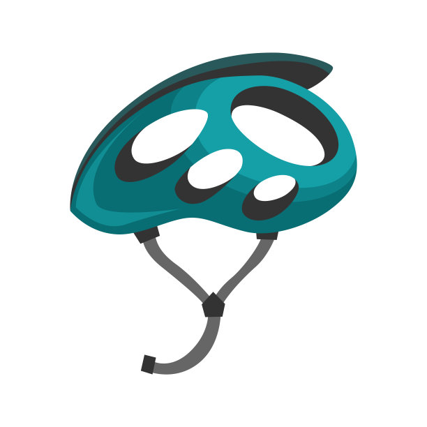 自行车头盔或自行车运动头盔。为道路安全保护头部。卡通平面运动头盔图标图片下载