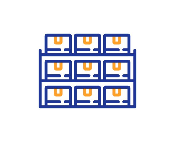 盒子货架线图标。仓库库存的迹象。向量图片下载