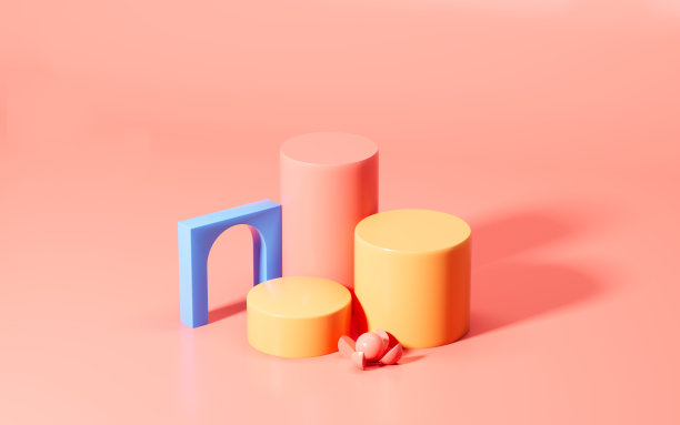 卡通房间里的空舞台，3d渲染。图片下载