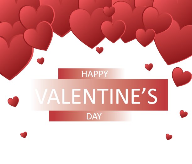 心形图标快乐情人节概念向量孤立在白色背景，图形横幅。促销和购物模板为情人节的概念。图片下载