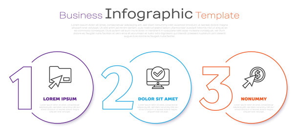 设置行光标点击文件夹、电脑显示器、光标和硬币。业务信息模板。向量图片下载