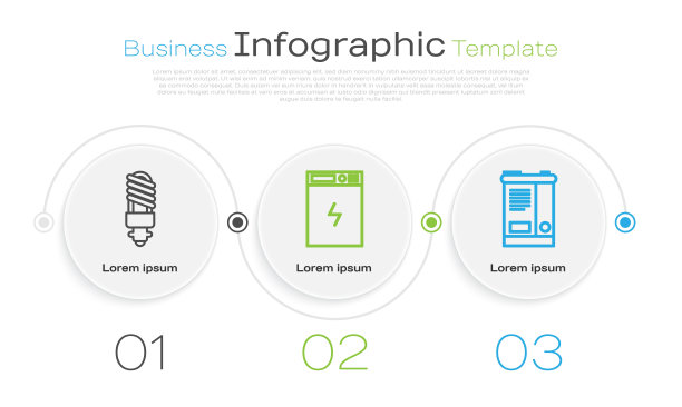 可设置LED灯泡、电源、汽车电池。业务信息模板。向量图片下载