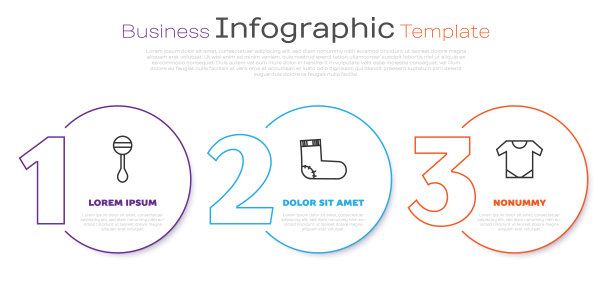 集拨动婴儿玩具、婴儿袜子、婴儿衣服、婴儿连体衣于一体。业务信息模板。向量图片下载