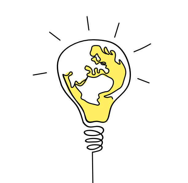 把地球抽象成灯泡中的线条，画在白色的背景上图片下载