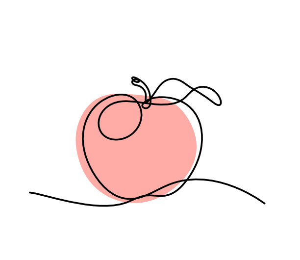 彩色画线苹果在白色的背景上图片下载