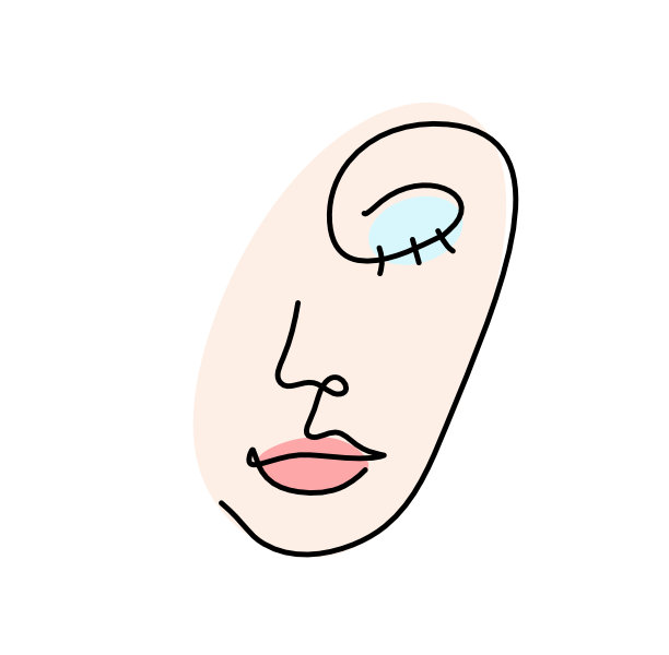 女人的彩色剪影脸作为线条画在白色图画上图片下载