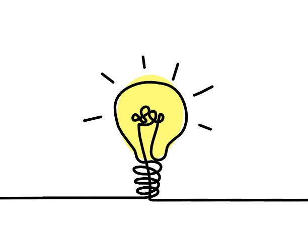 抽象的彩色灯泡在白色背景上画线图片下载