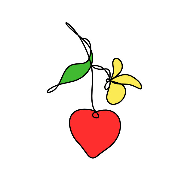 画线颜色樱桃与蝴蝶在白色背景图片下载