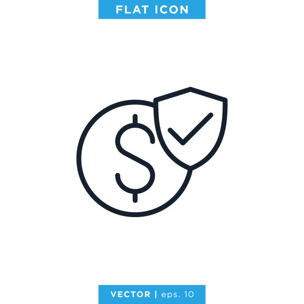 钱和盾图标矢量股票插图设计模板。可编辑的中风。图片下载