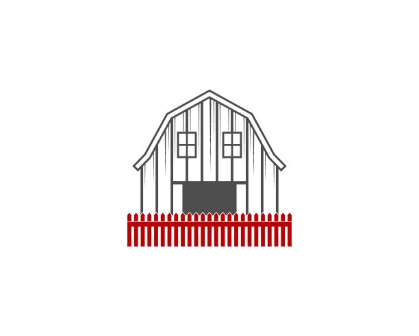 谷仓与红色栅栏插图图片下载