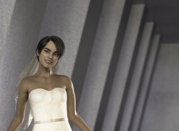 美丽的婚礼的新娘。3 d渲染。图片下载