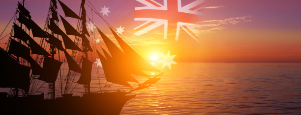 澳大利亚节日快乐，复古贺卡。图片下载